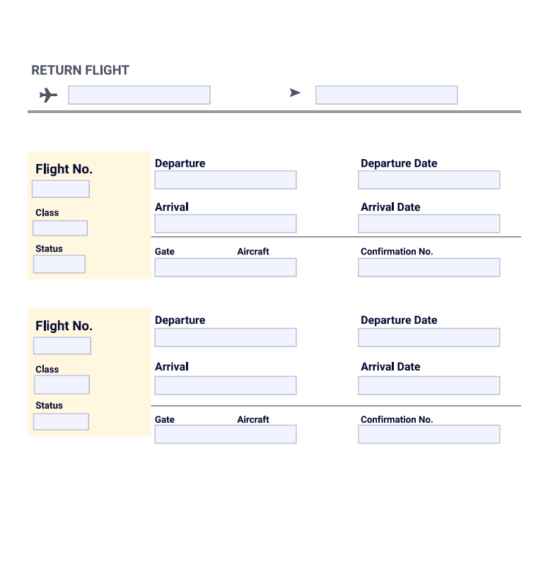 Flight itinerary example
