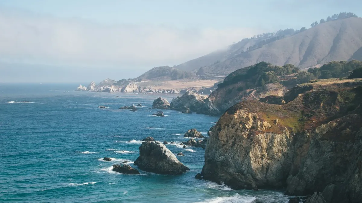 Big Sur's Dramatic Cliffs and Rugged Shoreline Along Central California