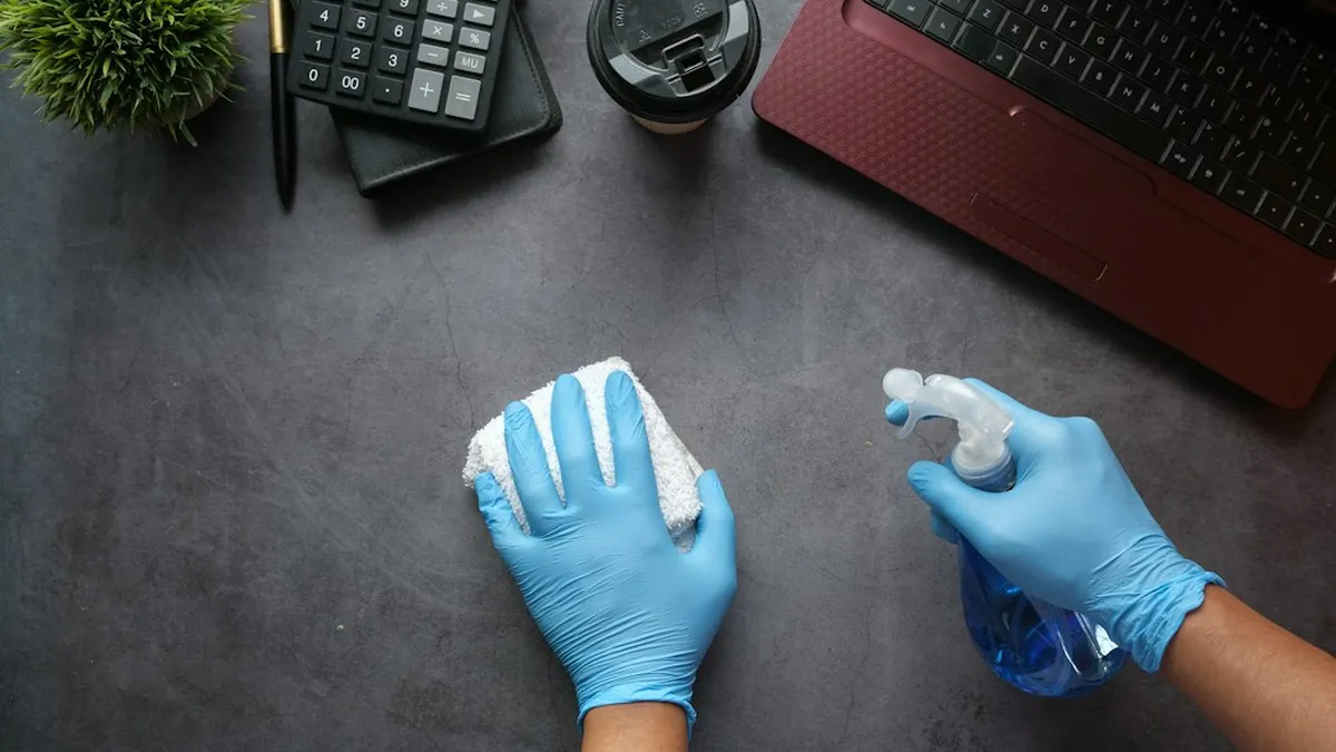 Microfiber rags and paper towels for cleaning and spill management